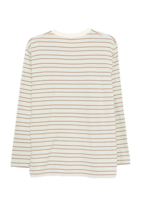 t-shirt l/s uomo menta AURALEE | A26SP01GJFADE MINT STRIPE